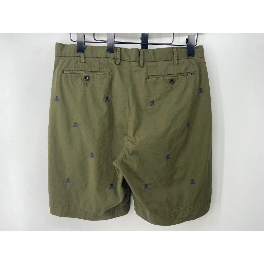 Polo Ralph Lauren Shorts Mens 34 Green Skull Stretch Classic Preppy Chino